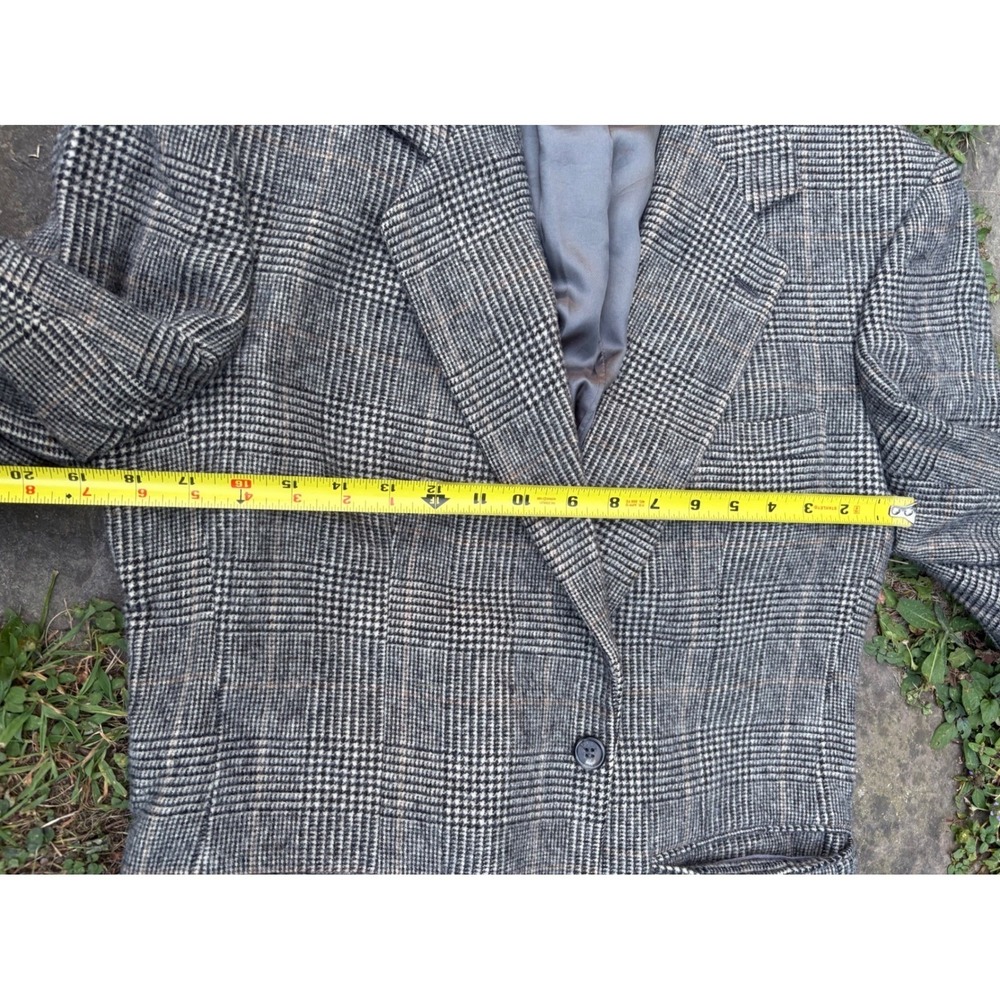 Vintage Bill Blass Camel Hair Blazer Mens 38R Gray Plaid Sport Coat - Picture 14 of 15
